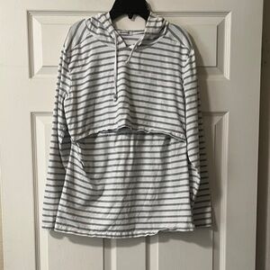 Striped Gray Women's Hoodie Top